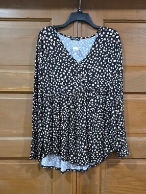 HEIMISH USA Black Tunic with Cream Spot Print